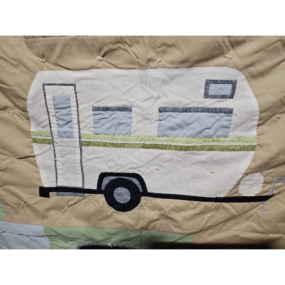 75x90 Twin Handmade Quilt, Quilting on the one side, Tan one piece on back. - Picture 4 of 11